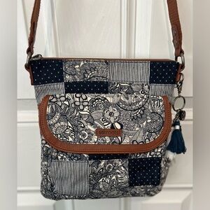 Sakroots Paisley & Floral Patchwork Hobo Crossbody Bag with Owl Charm & Tassels